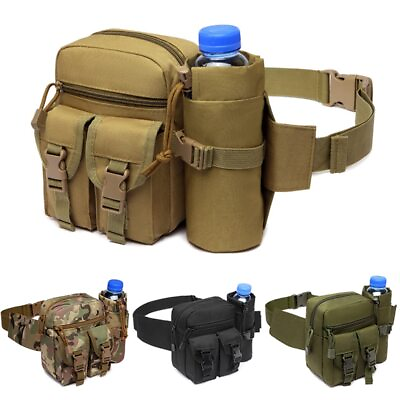 #ad Tactical Water Bottle Waterproof Molle Camo Hunting Hiking Mobile Phone Belt Bag $13.98