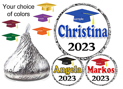 #ad 216 GRADUATION CLASS OF 2024 FAVORS CHOCOLATE HERSHEY KISS CANDY LABELS $6.99