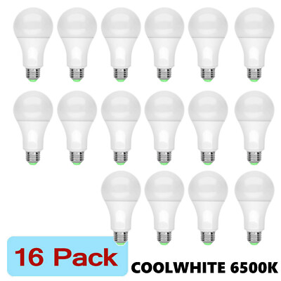 #ad 16 LED Light Bulbs 15W Eq. 100W Replacement Daylight Cool White 6500K A19 E26 $27.85