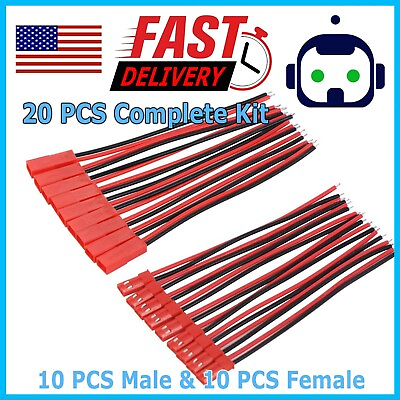 #ad 10 pairs 145mm JST Plug Connector Cable Male Female RC Lipo Battery 1.25 PH $4.29