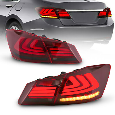 #ad Set 2 Red Smoke LED Brake Tail Lights for 2013 2015 Honda Accord 4 door Sedan $189.99