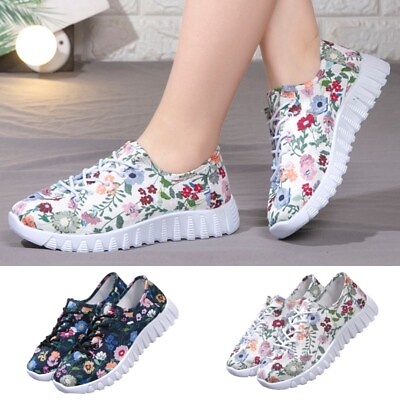 #ad Womens Casual Shoes Slip On Trainers Ladies Lace Up Work Comfort Sneakers Ethnic $33.99