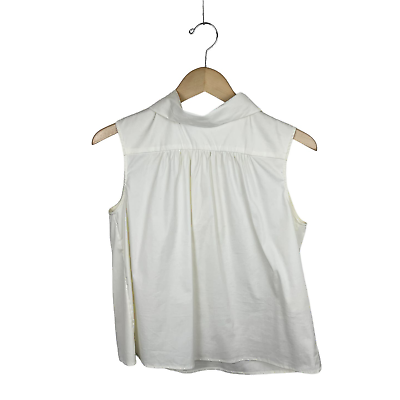 #ad Piazza Sempione Ivory Tie Back Sleeveless Cotton Blouse 10 Chic $39.99
