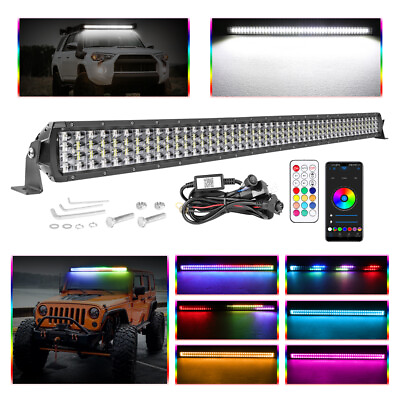 For Jeep Pickup 52quot; LED Light Bar RGB Chasing Bluetooth Combo Beam Off road UTV $169.99