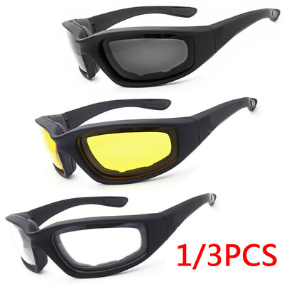 #ad 1 3x Anti UV Wind Dustproof Motorcycle Sunglasses Padded Riding Glasses Goggles $6.98