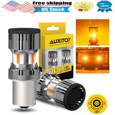 #ad AUXITO 2pcs 1157 LED Bulbs Amber Yellow Turn Signal Light 7506 P21W Error Free $21.99