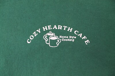 #ad Vintage Cozy Hearth Cafe Graphic Single Stitch T Shirt Large $23.30