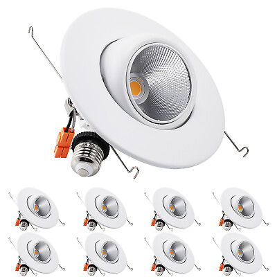 8 Pack 5 6 Inch Adjustable LED Recessed Downlight CRI 90 2700K Soft White $159.99