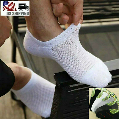 #ad 10Pack Men Bamboo Cotton No Show Socks Low Cut Casual Sport Solid Nonslip Summer $8.99