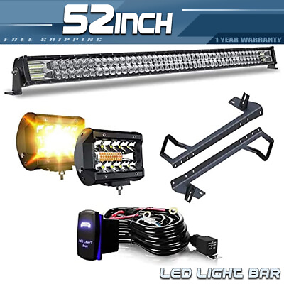 52quot; 300W LED Light Bar 2x 4quot; LED Pods Mount Kit for Jeep Wrangler JK 07 18 $145.99