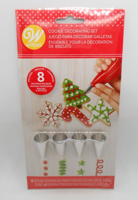 #ad Wilton New Cookie Decorating Set 12pcs 8 Decorating Bags 4 Design Tips Holiday $12.00
