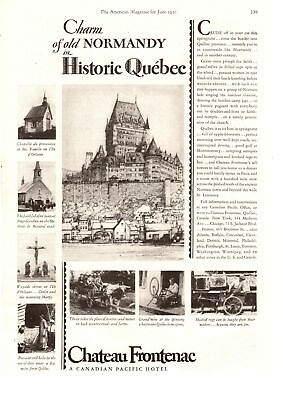 #ad 1930 Chateau Frontenac A Canadian Pacific Hotel Old Quebec City Canada Print Ad $6.97