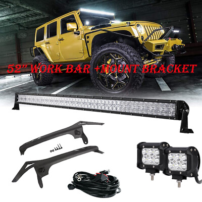 For Jeep Wrangler JL JLU Gladiator 18 21 Mount Brackets 52 Light Bar 4#x27;#x27; Pods $207.78