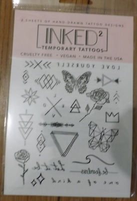 #ad 2 NEW Sheets Hand Drawn Tattoo Designs Inked ² Temporary Tattoos Cruelty Free $15.00