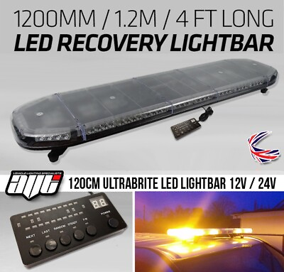 #ad LED Amber Light Bar Strobe Beacon Recovery Warning 120cm 1200mm 1.2m 48quot; GBP 180.00