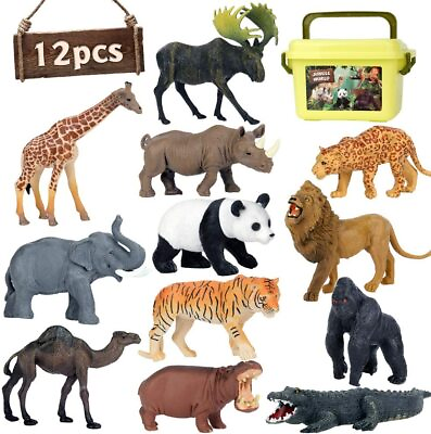 #ad Safari Animals Figures Toys 12Pcs Realistic Wildlife Zoo Animal Figurine Jungle $21.59