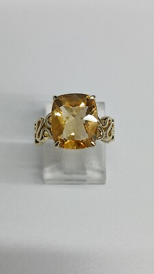 #ad NEW REAL 14K Yellow Gold Ring Yellow Cubic Zirconia 4.71 Gr Size 6.5 MJG $290.00