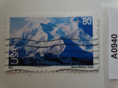 #ad 2001 Mount McKinley Alaska Air Mail 80 Cent United States USA Postage Stamp GBP 0.99