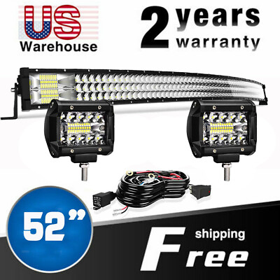 Offroad 52inch LED Light Bar Curved Flood Spot Combo Roof for Jeep Truck Driving $116.99