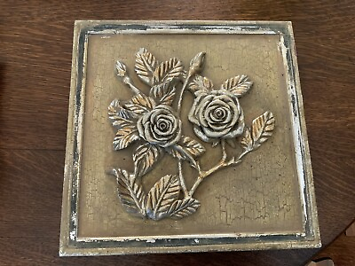 #ad French Style Wall Plaques 3D Floral Scroll 12” Square Antique Gold $24.95