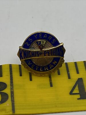 #ad Nice Vintage Knights Of Pythias Veteran 25 Year Award Lapel Pin $25.00