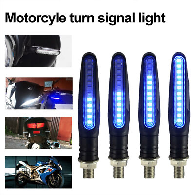 #ad 4Pcs LED Blue Turn Signals Lights Motor Bike Mini Plastic Blinker Indicator Lamp $12.87