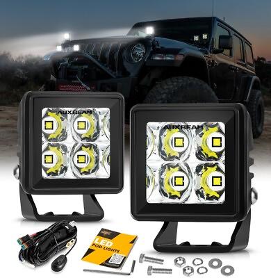 #ad AUXBEAM 2quot; Square LED Work Light Pods SPOT Lights For Truck Off Road Tractor 12V $59.99