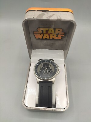 #ad Star Wars Darth Vader Accutime Watch Black Silicone Band NOS $12.50
