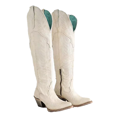 #ad Corral Ladies Over The Knee Distressed White Western Boots A4311 $277.16