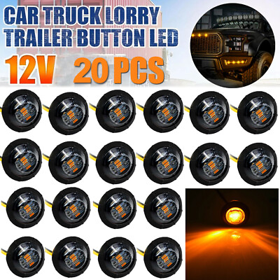#ad 20x 3 4quot; Round LED Clearence Light Front Rear Side Marker Indicators Lights $15.95