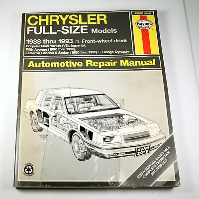 #ad Chrysler Full Size 1988 thru 1993 Automotive Repair Manual Haynes 25020 2058 $5.99