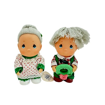 #ad Precious Moments Doll Happy Holidays Christmas Grandma Grandpa Hi Babies 1991 $14.94
