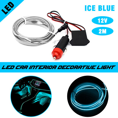 #ad #ad 2M Ice Car LED Blue Interior Decor Wire Atmosphere Strip Light Lamp Accessories $8.99