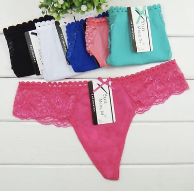 #ad Lot 6 PCS Women Thongs Strings T back Sexy Lace Low Rise Panties Underwear $10.95