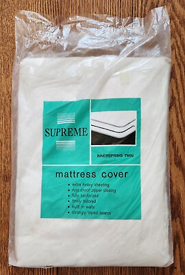 #ad NOS Vintage Supreme Inner Spring Twin Mattress Cover All Cotton USA Sealed $6.00