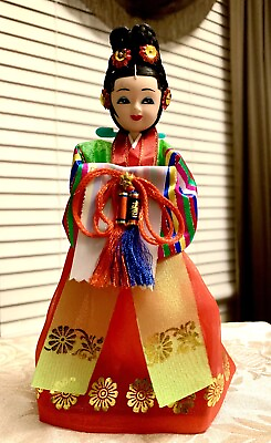 #ad Beautiful Japanese Ceremonial Girl Geisha Porcelain Doll on Display Stand $39.95
