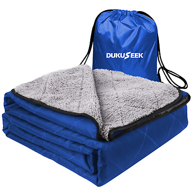 #ad DUKUSEEK Sherpa Waterproof Outdoor Blanket Large Sherpa Hooded StadiumCamping $39.46