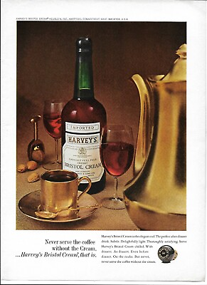 #ad 1967 Harvey#x27;s Bristol Cream Gold Coffee Setting Original Vintage Color Print Ad $9.99