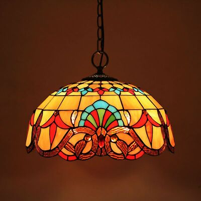 #ad Stained Glass Suspended Luminaire Tiffany Baroque Pendant Lights for Home Parlor $312.79