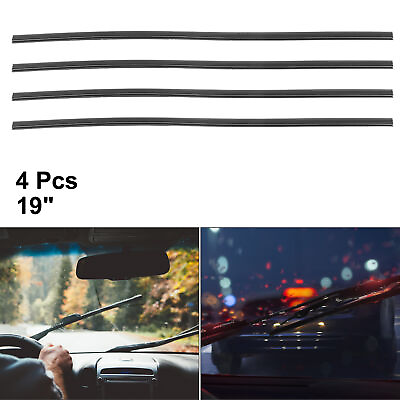 #ad 4 Pcs 19inch 6x10.6mm Car Windshield Wiper Blades Refills Insert Strips Black $12.99