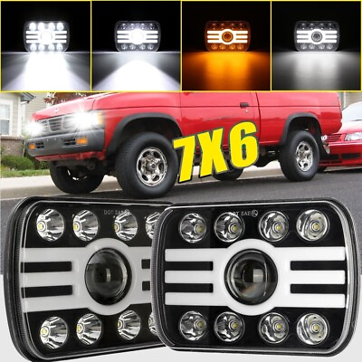 #ad 2x 7quot;X6quot; inch LED Headlight High Low Beam Projector DRL Turn Signal Lights Lamps $59.99