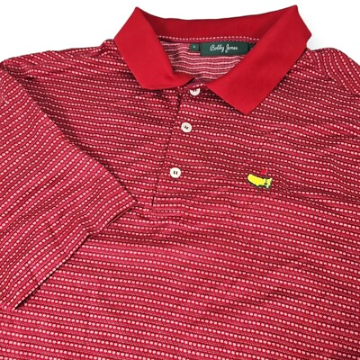 #ad Bobby Jones THE MASTERS Logo Red Geometric Print Cotton Golf Polo Made In Italy $32.28