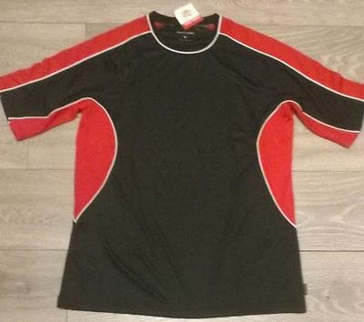 #ad Mens sports gym training track Team top T shirt Black Red Size large Game Gear GBP 6.89