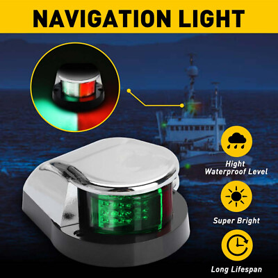 #ad LED Marine Boat Yacht Bow Ship Deck Navigation Light Nav Lamp 12V 3W Green Red $14.99