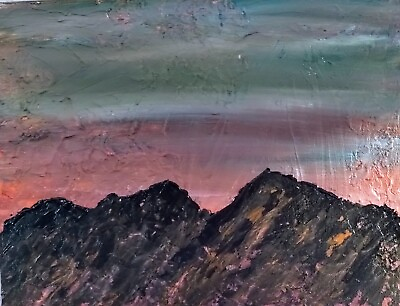 #ad Original Acrylic Painting Mountains Impressionism Impasto 11x14 $30.00
