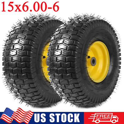 #ad 2Pack 15x6.00 6 Tires with Rim 4 Ply Tubeless for Lawn amp; Garden Mower Turf Tires $68.00