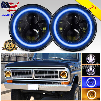 #ad Pair For Ford F 100 F 250 F 350 Pickup 1953 1977 7#x27;#x27;Inch LED Headlights Halo DRL $47.02