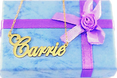 #ad PERSONALIZED GOLD PLATED CARRIE STYLE ANY NAME PLATE NECKLACE * US SELLER $28.95