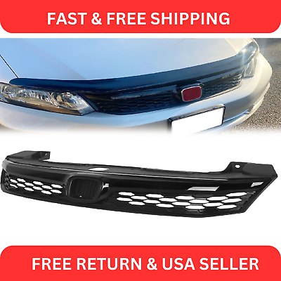 #ad Fit 2012 Civic 4 Dr Sedan JDM Style Black Front Bumper Hood Mesh Grille Grill $85.54