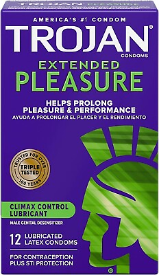 #ad TROJAN EXTENDED PLEASURE Climax Control Extended Pleasure Condoms 12 Count $11.09